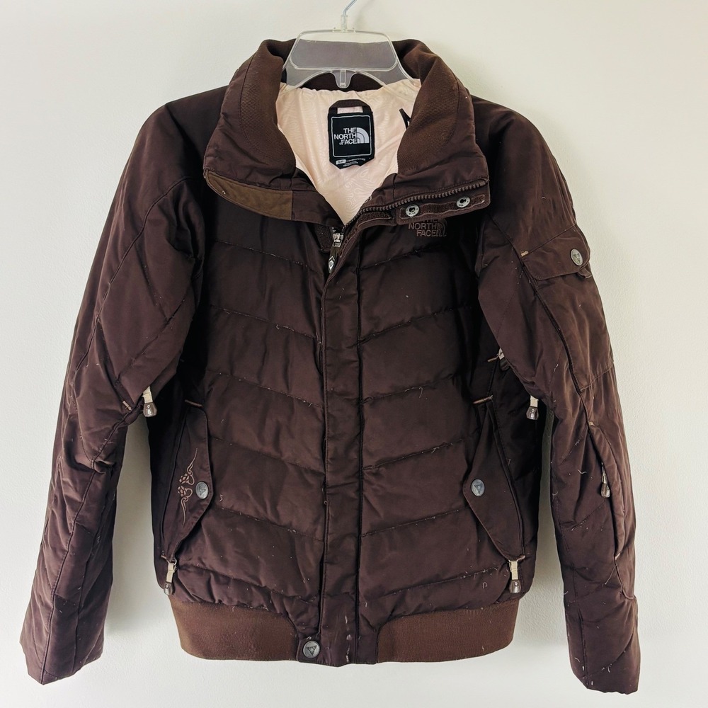 The North Face 600 Down Puffer Jacket Brown RECCO Ski Snowboard Women's Small